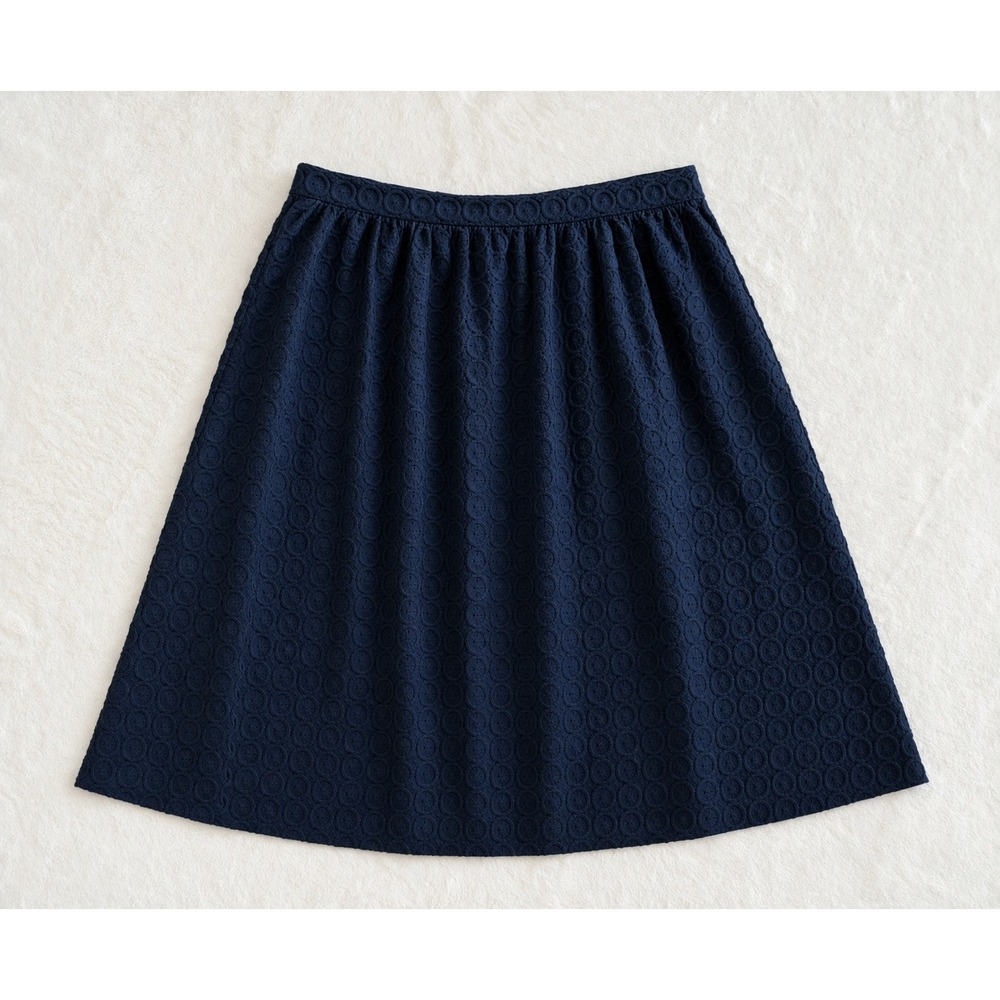 J. Crew Factory Navy A-Line Eyelet Skirt